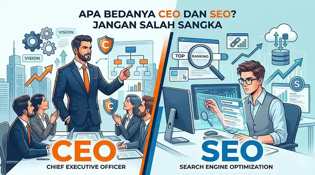 ilustrasi perbedaan seo dan ceo